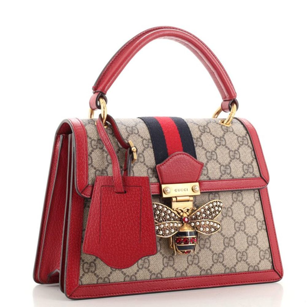 Gucci Queen Margaret Top Handle Bag GG Coated Canvas Small Brown, Red - Picture 2 of 7
